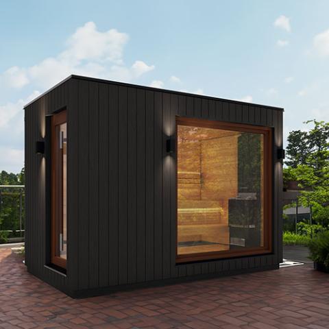 Saunum AirCube Double PreBuilt Outdoor Sauna Cabin